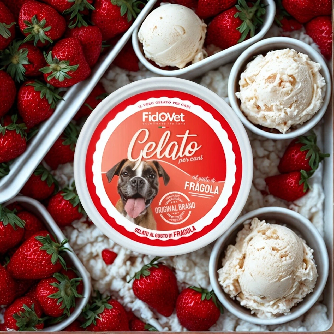 FidoVet Gelato Jordbær - Hundeis
